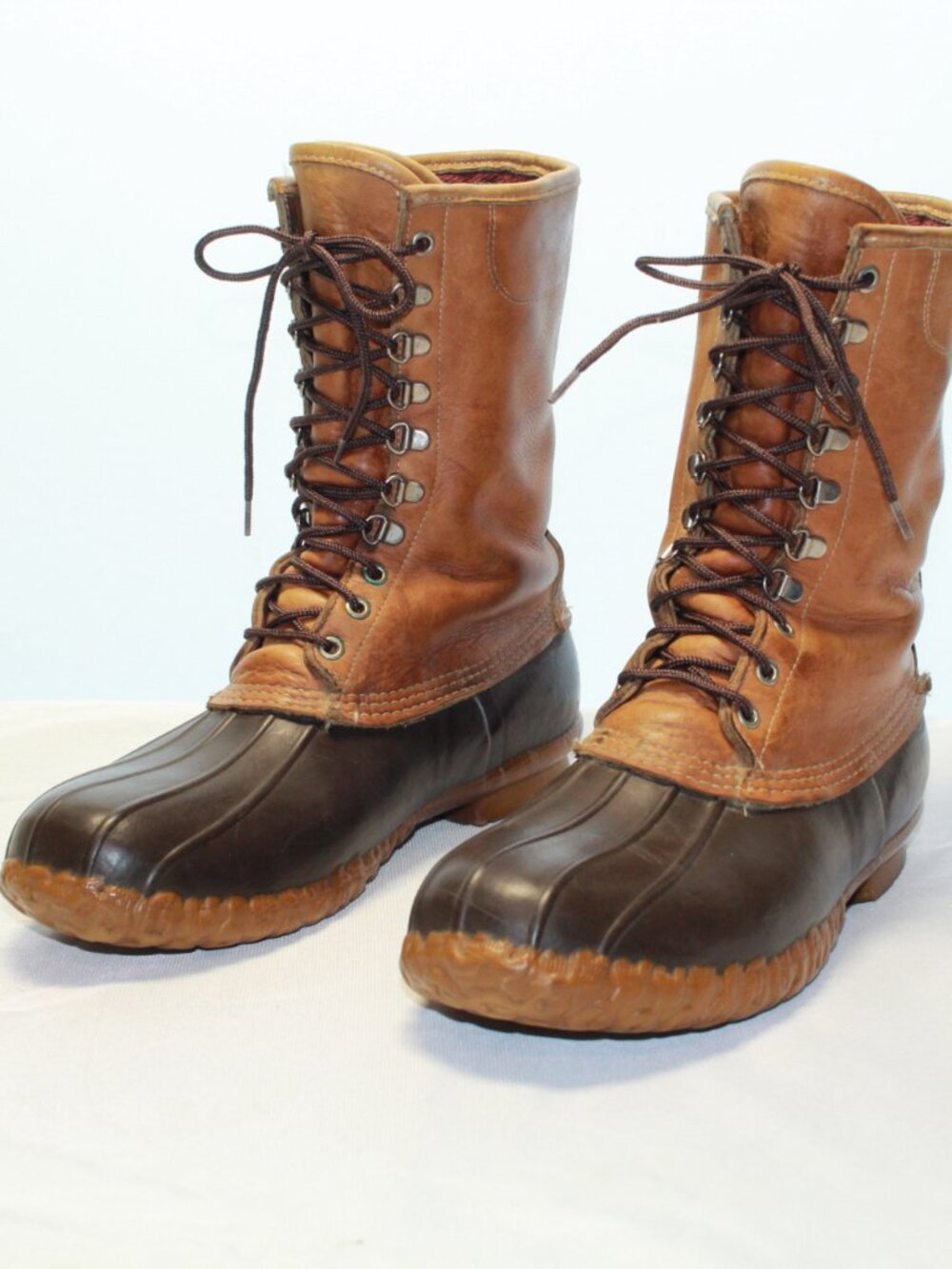 Vintage LL Bean Size 11W Tall 10 Eyelet Leather W Rubber Duck Maine Hunting Shoe